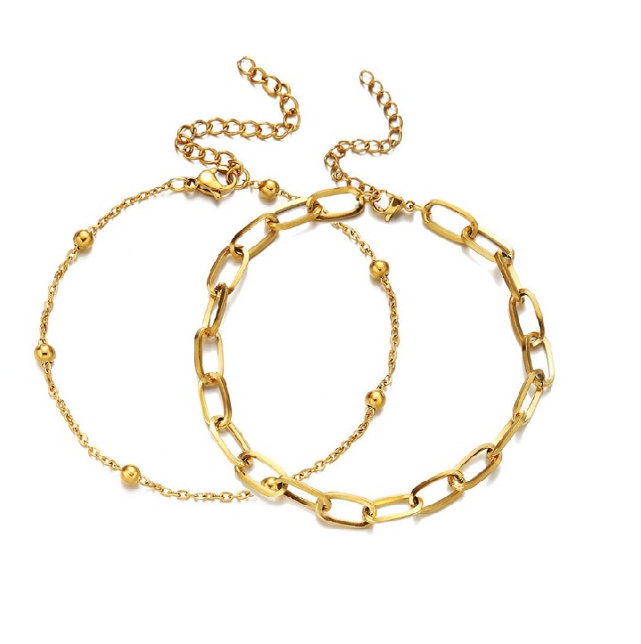 Double Chain Gold Plated Bracelet 